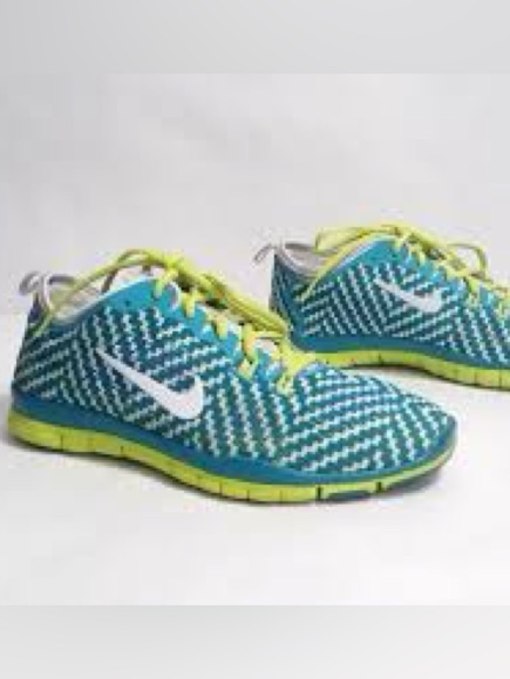 Nike Free 5.0 TR Fit 4 Print Women’s Size 7 Teal Volt Knit Training Sneakers